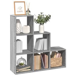 vidaXL Romdeler bokhylle&nbsp;3 lag&nbsp;gr&aring; sonoma 99x29x99 cm konstruert tre
