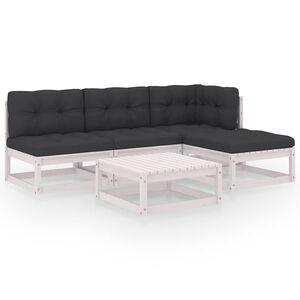 vidaXL Hagesofagruppe med puter 5 deler heltre furu