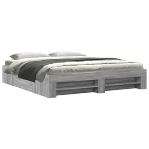 vidaXL Sengeramme uten madrass gr&aring; sonoma 180x200 cm konstruert tre
