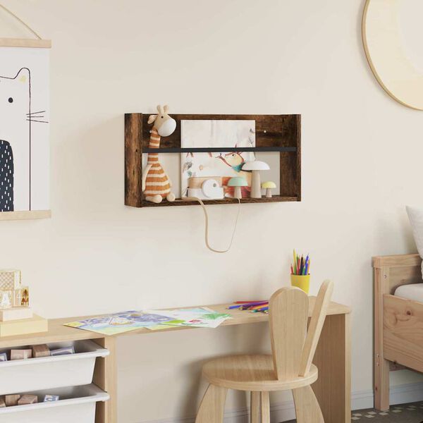 vidaXL Magasinreol med hylle R&oslash;kt eik 60 x 12 x 30 cm Konstruert tre