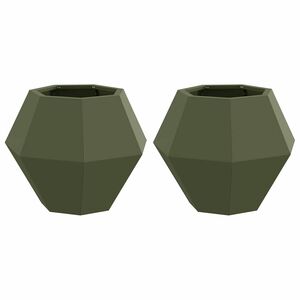 vidaXL Plantekassed 2 pcs Olivengr&oslash;nn 50 x 50 x 40 cm St&aring;l