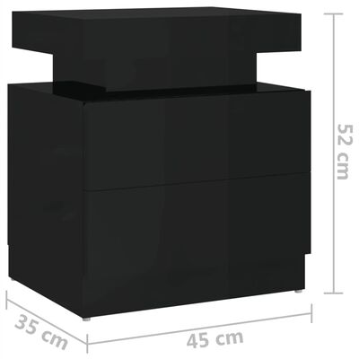 vidaXL Nattbord høyglans svart 45x35x52 cm sponplate