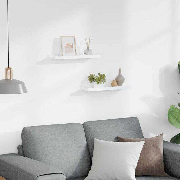 vidaXL Flytende vegghyller 2 stk hvit 40x9x3 cm MDF