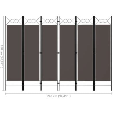 vidaXL Romdeler med 6 paneler antrasitt 240x180 cm