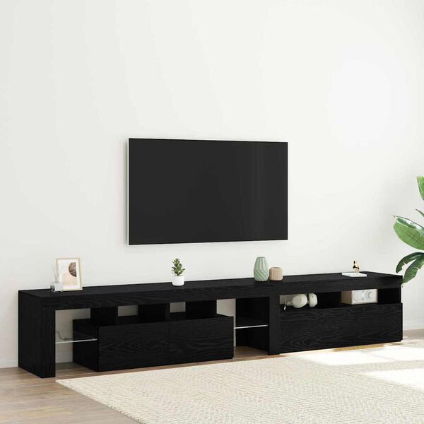 vidaXL TV-skap 2 pcs Svart Eik 230 x 36,5 x 40 cm Konstruert tre