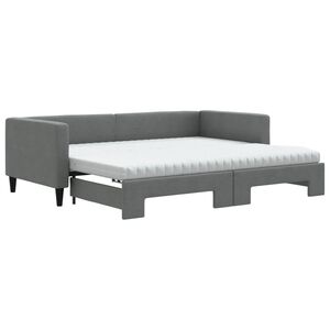 vidaXL Uttrekkbar dagseng med madrass m&oslash;rkegr&aring; 90x190 cm stoff