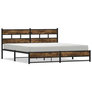 vidaXL Sengeramme i metall uten madrass r&oslash;kt eik 180x200 cm