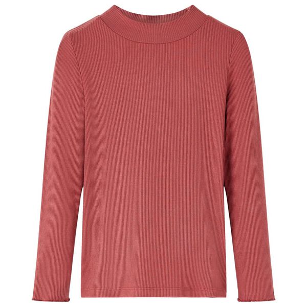 T-skjorte for barn med lange ermer halvh&oslash;y hals brent r&oslash;d 128