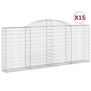 vidaXL Gabionkurver buede 15 stk 300x30x120/140 cm galvanisert jern