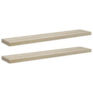 vidaXL Flytende vegghyller 2 stk eik 120x23,5x3,8 cm MDF