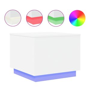 vidaXL Salongbord med LED-lys hvit 50x50x40 cm