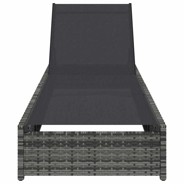 vidaXL Solstol med pute 1-person Grå 60 x 200 x 27 cm polyrotting