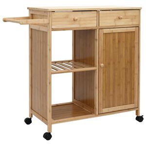 vidaXL Kj&oslash;kkenvogn med hjul Naturlig 90,5 x 36 x 86,5 cm Bambus