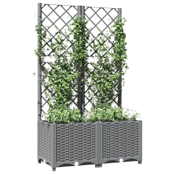 vidaXL Plantekasse med espalier lysegrå 80x40x136 cm PP