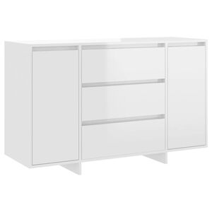 vidaXL Skjenk med 3 skuffer h&oslash;yglans hvit 120x41x75 cm konstruert tre