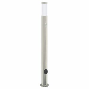 vidaXL Pullertlampe med sensor og stikkontakt 110 cm rustfritt st&aring;l IP44