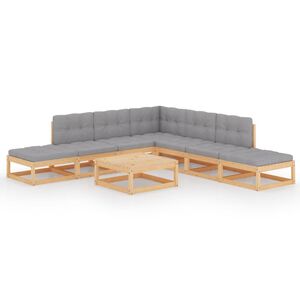 vidaXL Hagesofagruppe med puter 8 deler heltre furu