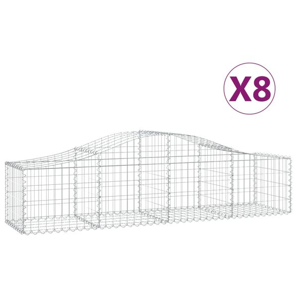 vidaXL Gabionkurver buede 8 stk 200x50x40/60 cm galvanisert jern