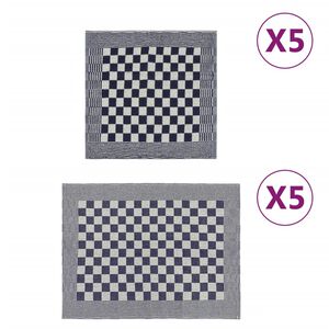 vidaXL H&aring;ndklesett 10 deler bl&aring; og hvit bomull