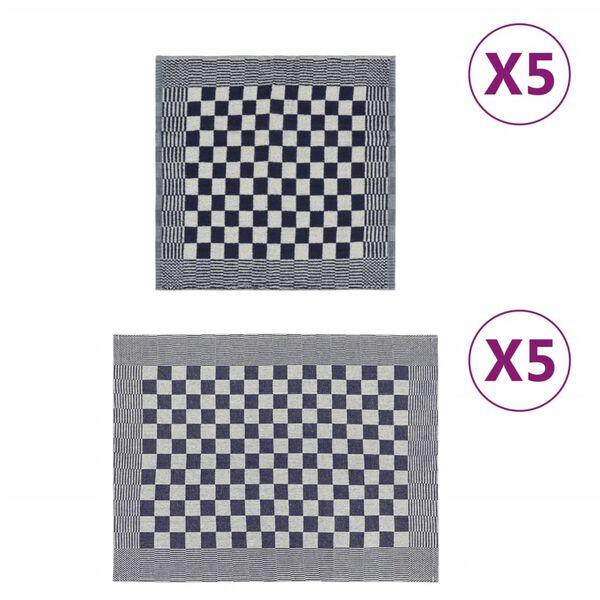 vidaXL H&aring;ndklesett 10 deler bl&aring; og hvit bomull