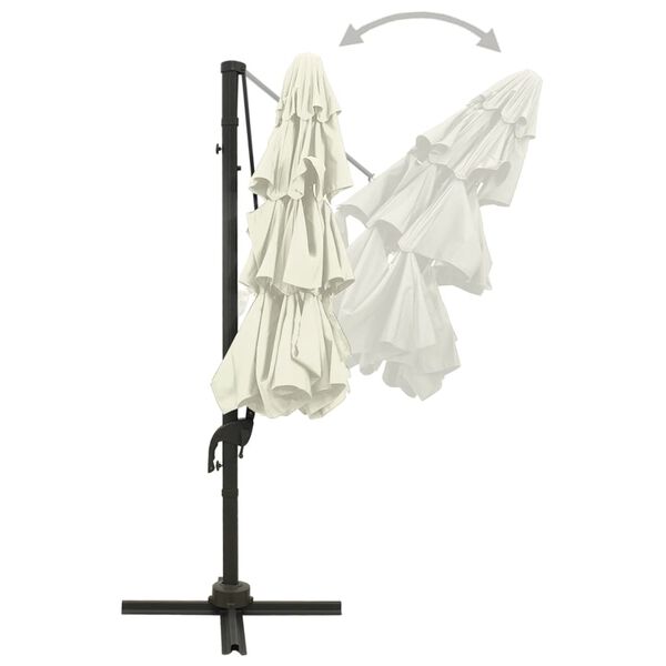 vidaXL Hageparasoll med aluminiumsstang 4 nivåer sand 3x3 m