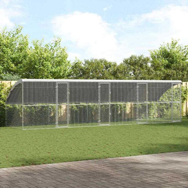 vidaXL Hønsebur 4 pcs sølv 800 x 200 x 198,5 cm Galvanisert Stål