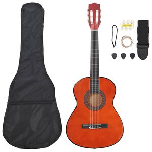 vidaXL Klassisk gitarsett for nybegynnere 8 deler 3/4 36"