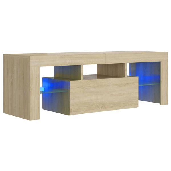vidaXL TV-benk med LED-lys sonoma eik 120x35x40 cm