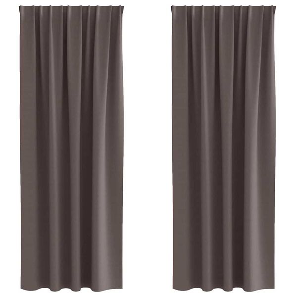 vidaXL M&oslash;rkleggende Gardiner med Ringer 2 pcs M&oslash;rk brun 260 x 140 cm