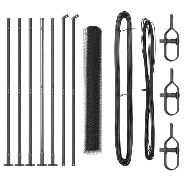 vidaXL Gjerde med innlegg. Gr&aring; 1.2 x 10 m PVC-belagt st&aring;l