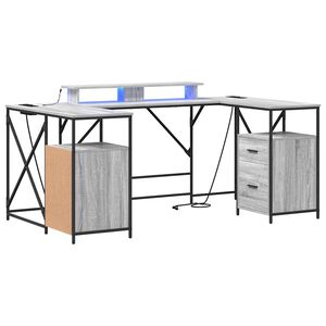 vidaXL Skrivebord Gr&aring; Sonoma Konstruert tre 182 x 101 x 87,5 cm