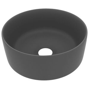 vidaXL Luksuri&oslash;s servant rund matt m&oslash;rkegr&aring; 40x15 cm keramisk