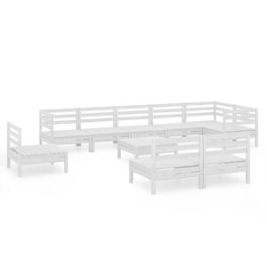 vidaXL Hagesofagruppe 10 deler hvit heltre furu
