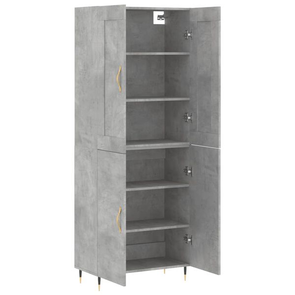 vidaXL Highboard betonggr&aring; 69,5x34x180 cm konstruert tre