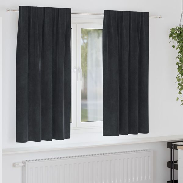 vidaXL Gardiner med gardiner 2 pcs Svart 140 x 175 cm Fløyel