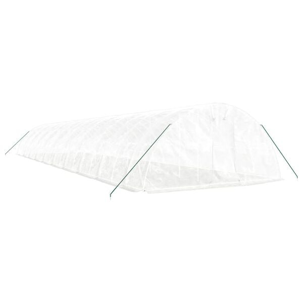vidaXL Drivhus med st&aring;lramme hvit 100 m&sup2; 20x5x2,3 m