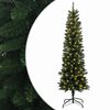 vidaXL Kunstig Slankt Jule Tre 150 cm 150 LED-lys Varmhvit PVC Gr&oslash;nn