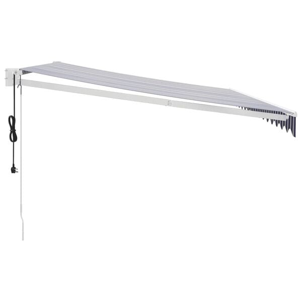 vidaXL Automatisk uttrekkbar markise bl&aring; og hvit 4x3 m
