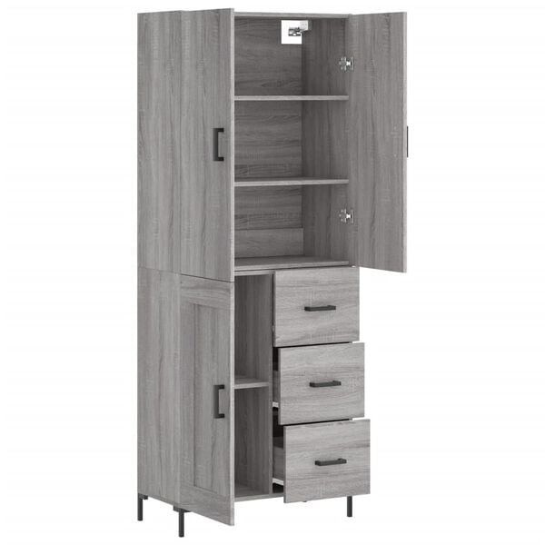vidaXL Highboard gr&aring; sonoma 69,5x34x180 cm konstruert tre