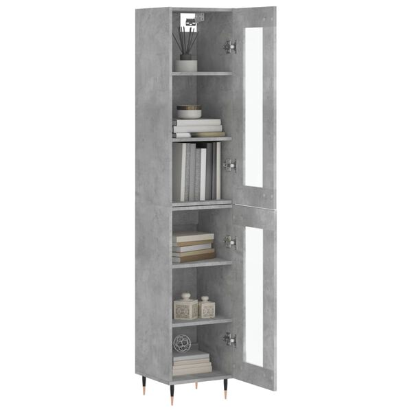 vidaXL Highboard betonggr&aring; 34,5x34x180 cm konstruert tre