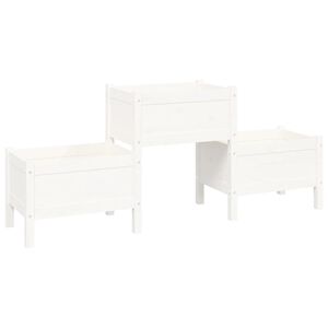 vidaXL Plantekasse hvit 178,5x44x75 cm heltre furu