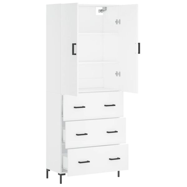 vidaXL Highboard hvit 69,5x34x180 cm konstruert tre