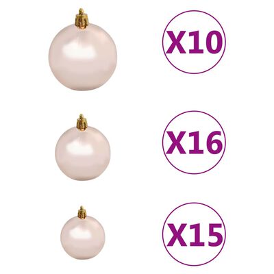 vidaXL Julekulesett 120 deler med topp og 300 LED rosa gull