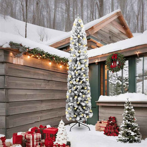 vidaXL Kunstig juletre med 300 LED grønn 240 cm PVC og stål og plast