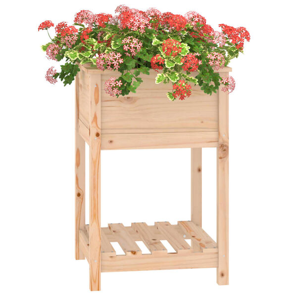 vidaXL Plantekasse med hylle 54x54x81 cm heltre furu