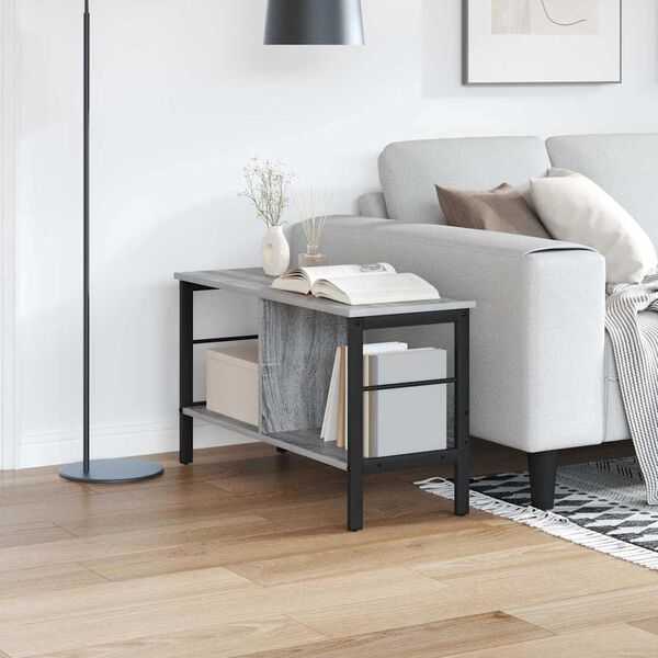 vidaXL Bokhylle Gr&aring; Sonoma 82 x 32 x 47 cm Konstruert tre