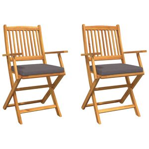 vidaXL Sammenleggbart stol med pute 2 pcs Grå 49 x 57.5 x 92cm