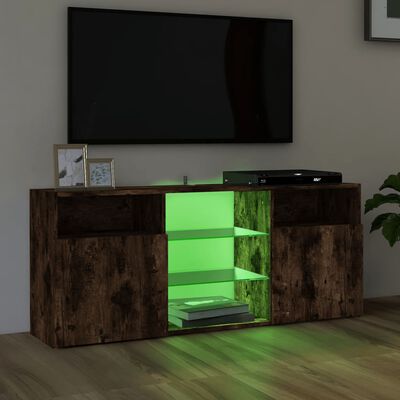 vidaXL TV-benk med LED-lys røkt eik 120x30x50 cm