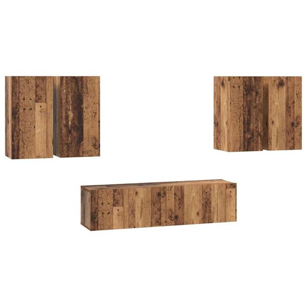 vidaXL TV-benksett Veggmontert 6 pcs Gamle tre Konstruert tre