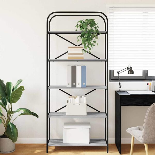 vidaXL Bokhylle Gr&aring; Sonoma 80 x 30 x 183 cm Konstruert tre